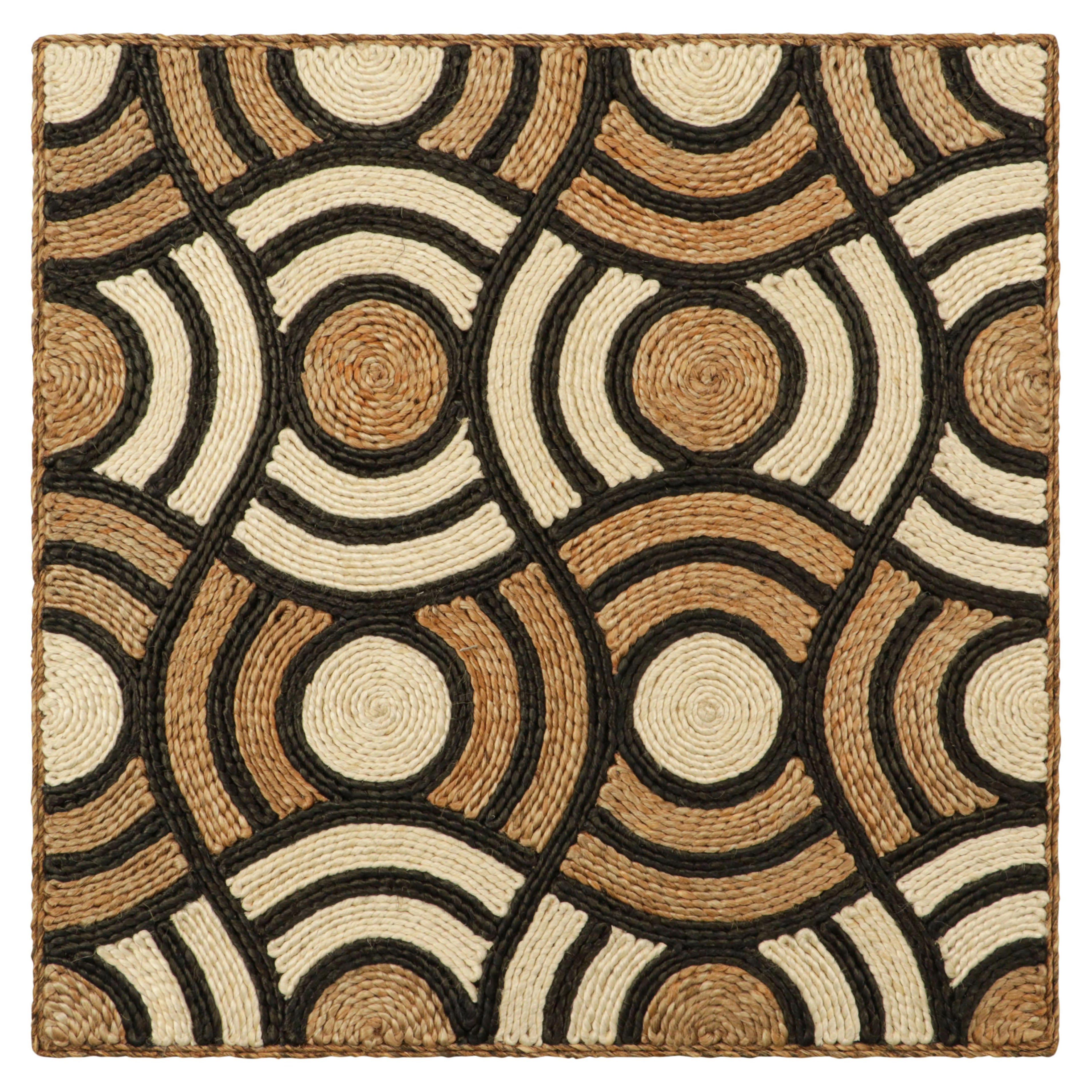 Rug & Kilim’s Abaca Custom Rug Sample, Beige, White and Black Geometric Patterns