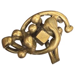 Anello d'ottone biomorfo brutalista degli anni '70 Attribuzione Jack Boyd's