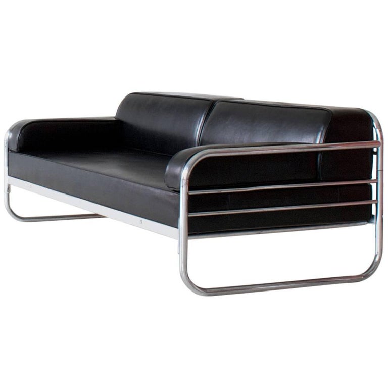 Art Deco - Streamline Tubular Stell, Couch/ Daybed, Germany, ca 1930 For Sale