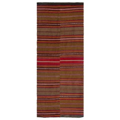 4.3x10.5 Ft Vintage Turkish Kilim. 100% laine. Tapis à motifs rayés à tissage plat