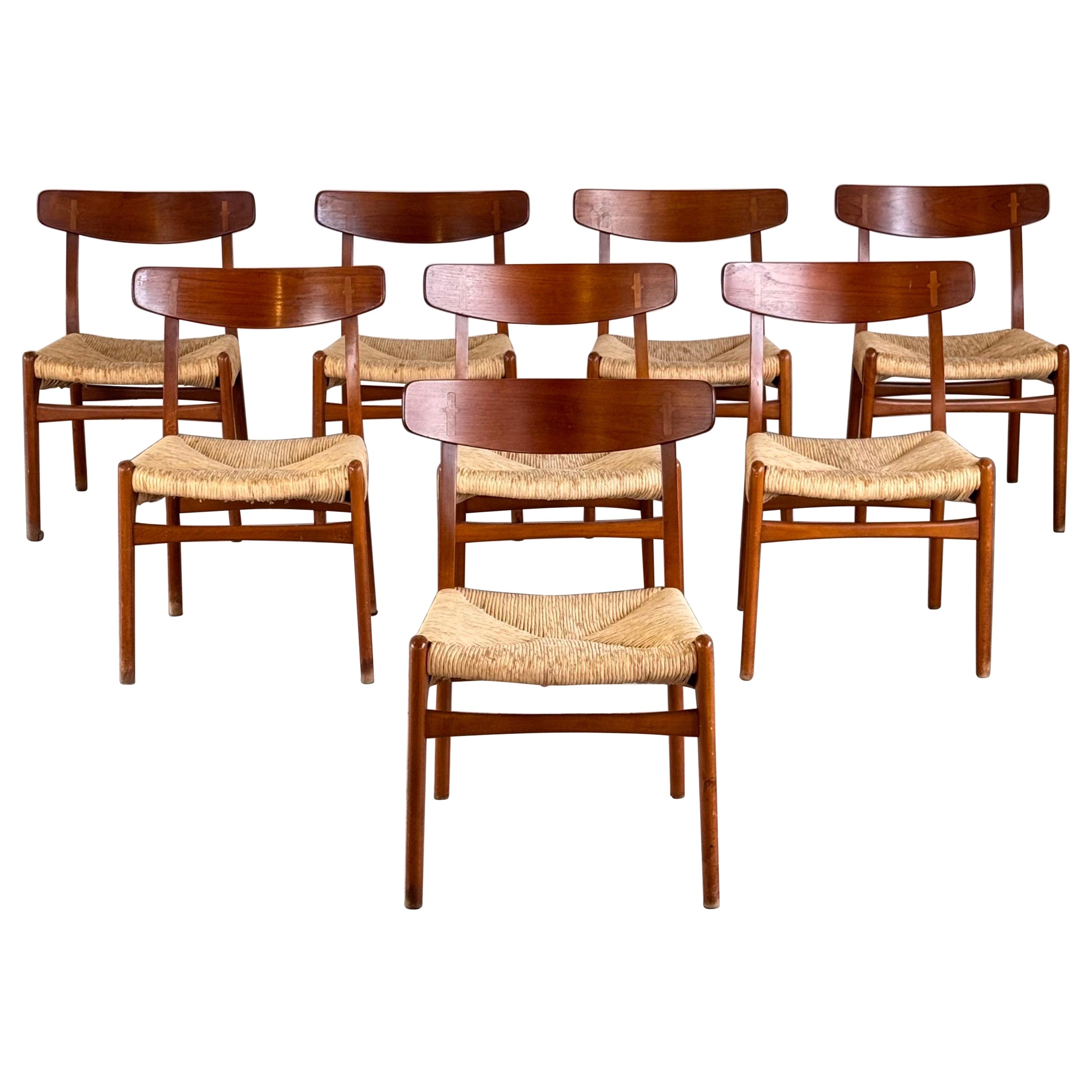 Ensemble de 8 chaises de salle à manger Hans J. Wegner CH23 pour Carl Hansen, Danemark, 1951