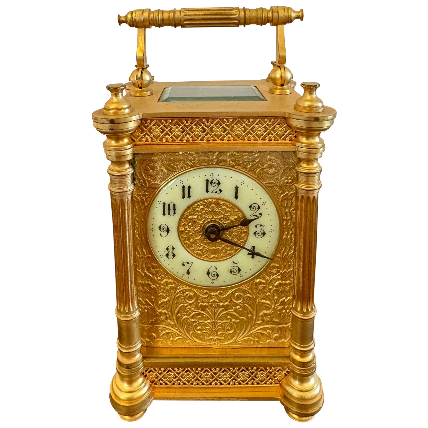 Outstanding Quality Antique Victorian Gilded French Carriage Clock