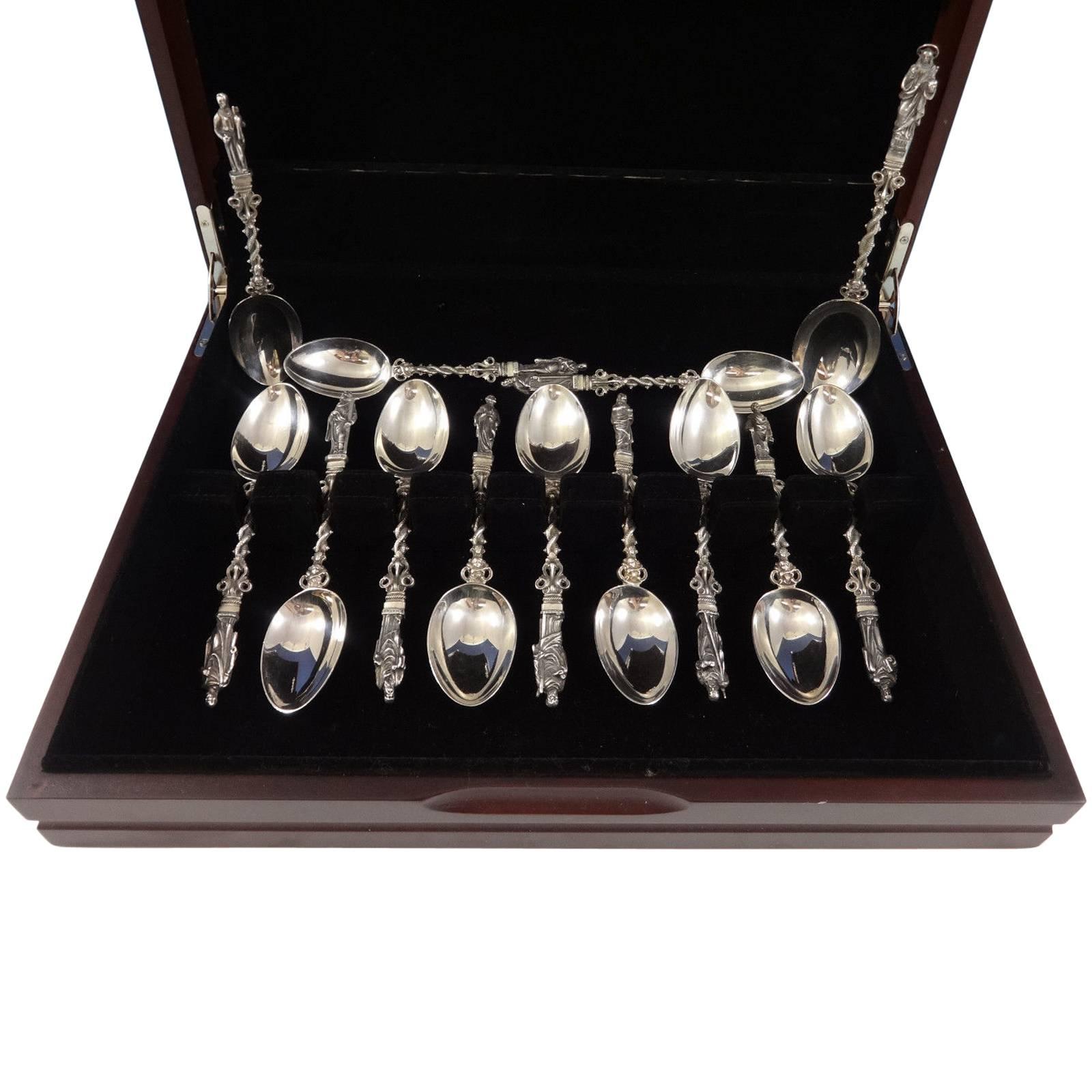 Apostles by Gorham Sterling Silver Figural Dessert 13 Spoon Set Exceptional RARE