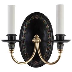 Antique Wood and Brass Sconces