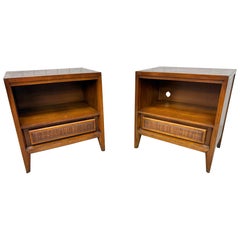 Mid-Century Modern Century Walnut Nightstands - Set of 2