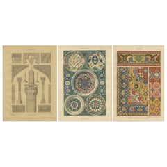 Antiguos Grabados de Arte Decorativo Persa: Arquitectura, Cerámica y Textiles, 1887