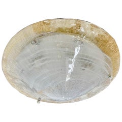 Mazzega Flush Mount gold Glass Murano chrome 52 cm, Italy, 1980