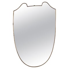 Gio Ponti Style Mid Century Italian Brass Rimmed Mirror