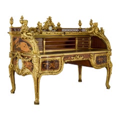 Antique French Marquetry, Ormolu and Jasperware Bureau du Roi by Beurdeley