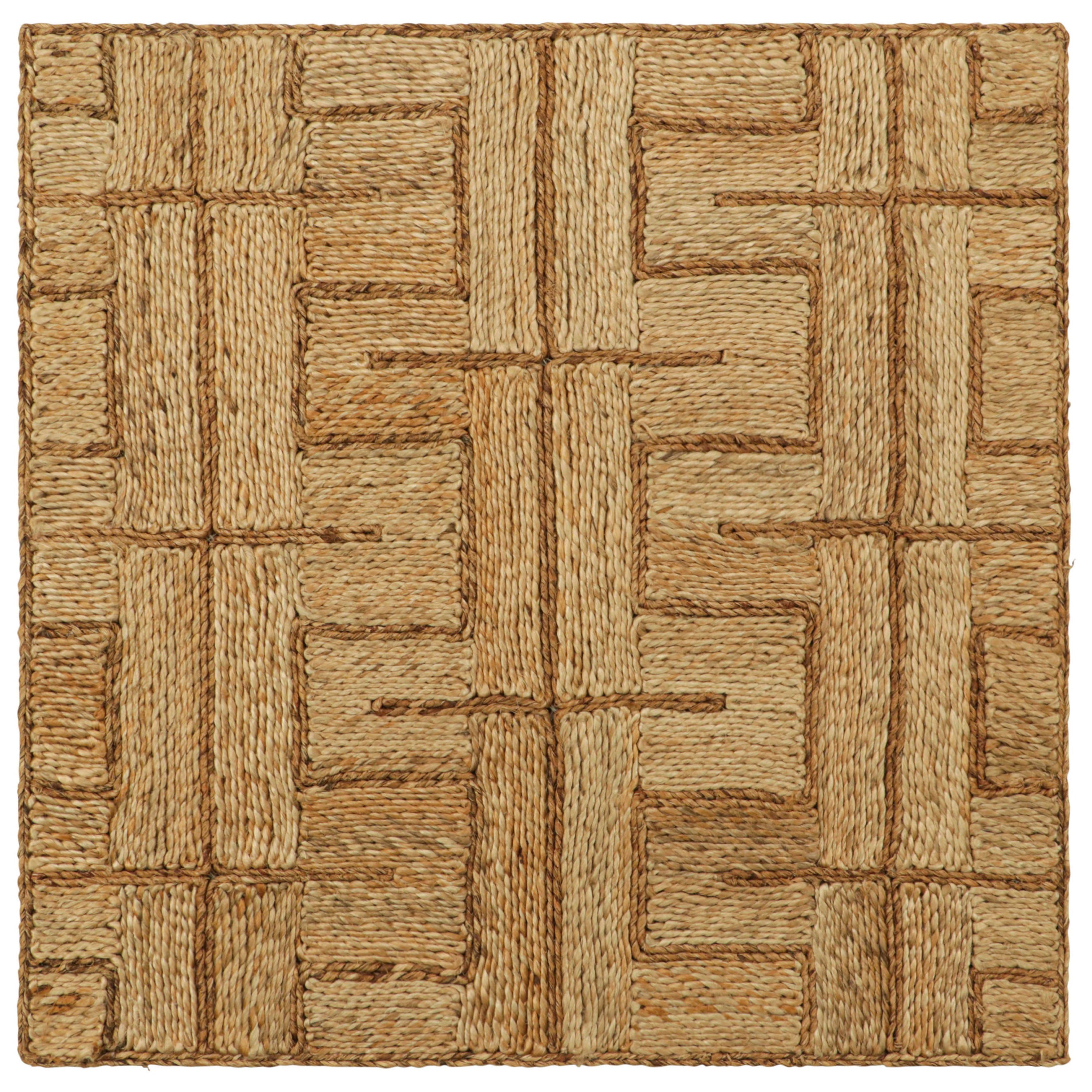 Rug & Kilim’s Abaca Custom Rug Sample, Beige, White and Black Geometric Patterns