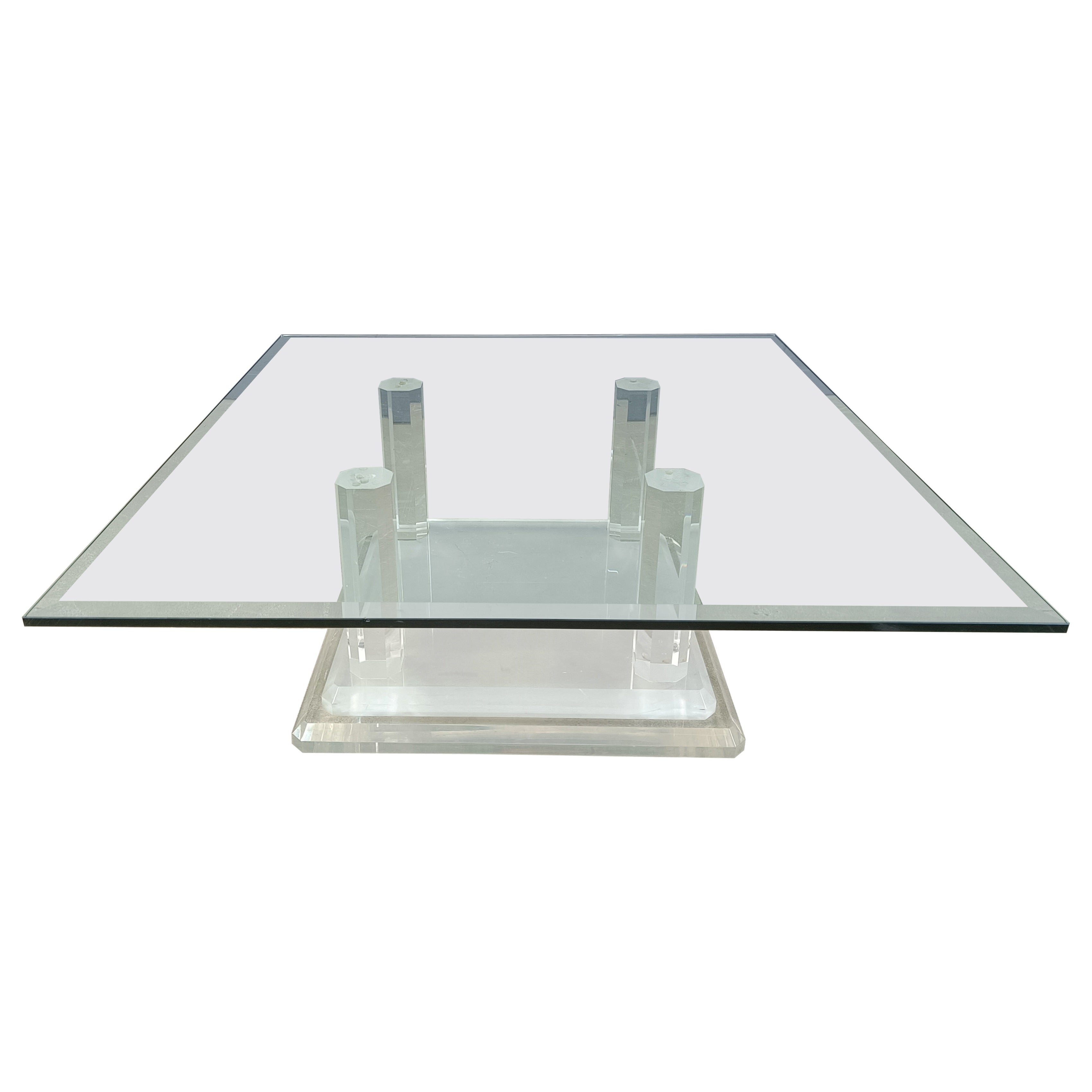 Lucite column coffee table or side table, 1970s
