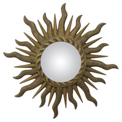 Sechziger Jahre Sunburst Butler Spiegel Sun Mirror Ball Glas Harz 43cm