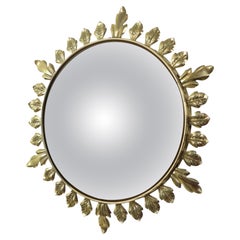 Vintage Metal Sun Mirror Convex Gold Deknudt 70s