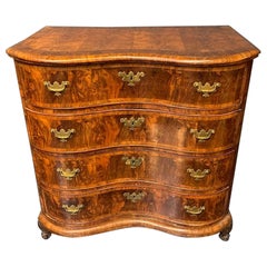 19th Century Dutch Shaped Front Walnut Chest of Drawers