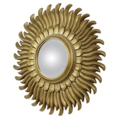 Vintage Sun Mirror Sunburst Spiegel konvex Gold Harz 42cm