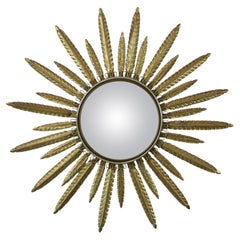 Mid Century Copper Plated Metal Sun Mirror Deknudt Convex 55cm