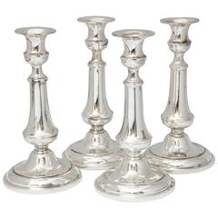 Suite of Four Edwardian Sterling Silver Candlesticks