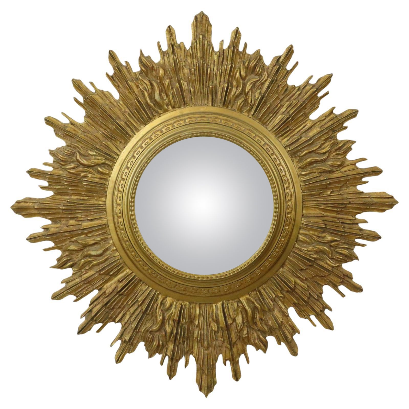 Specchio a raggiera oro molto grande XL in resina 69 cm