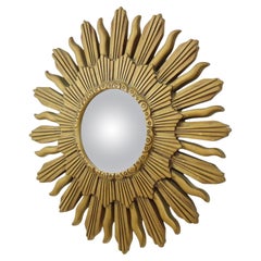Vintage Sun Mirror Sunburst Spiegel konvex Gold Harz 48cm
