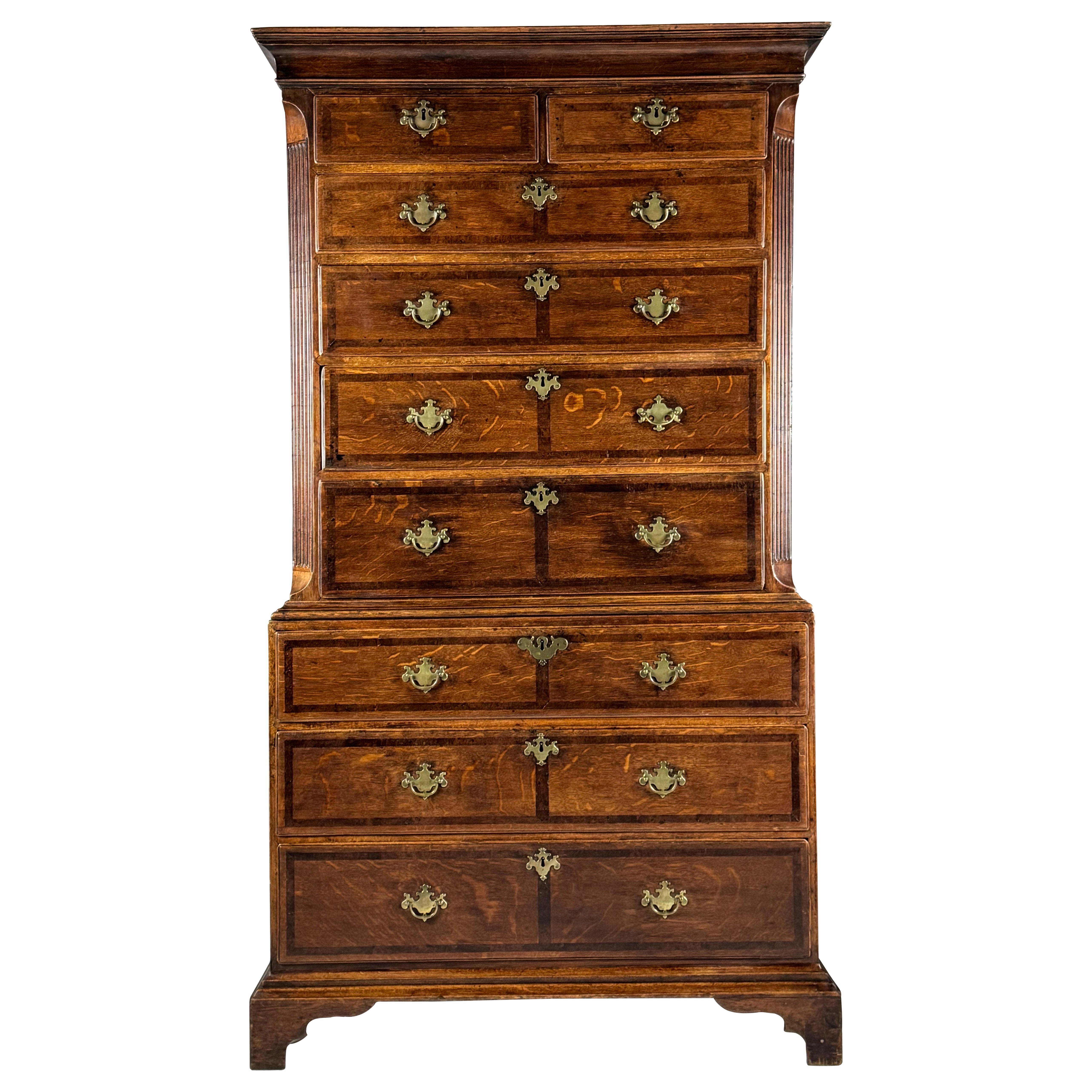 Tallboy anglais en Oak Wood 19ème siècle