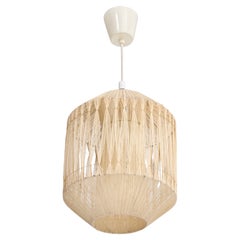Schwedische Designerin, Pendelleuchte, Stoff, Teakholz, Schweden, 1950er Jahre