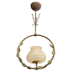 Nybro Armaturfabrik, Pendant Light, Brass, Metal, Glass, 1950s