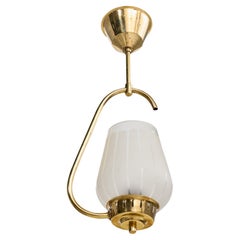 Swedish Designer, Pendant Light, Brass, Glass, Sweden, 1940s
