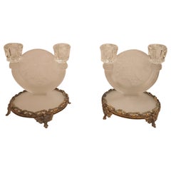 Pair of Glass Grape Candelabras