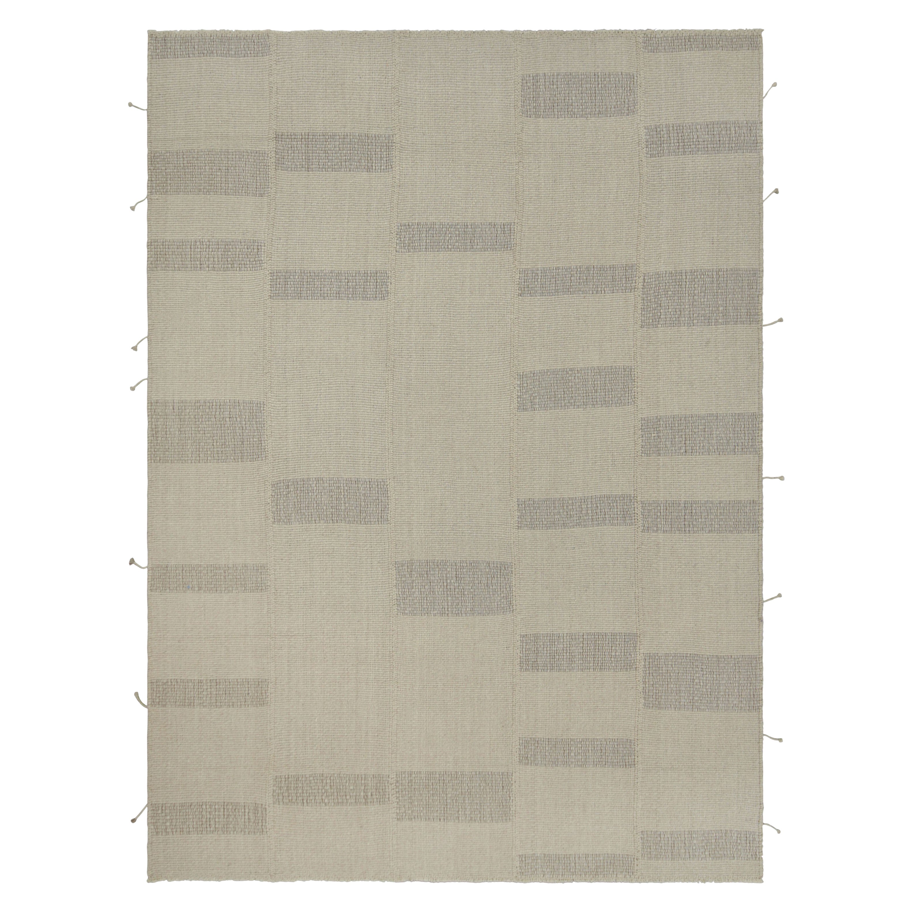 Rug & Kilim’s Contemporary Kilim with Textural Beige and Brown Stripes