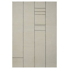 Rug & Kilim’s Contemporary Kilim in Cream with Black Striped Patterns