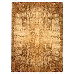 Contemporary Abstract Element Gold Beige Handmade Wool Rug by Doris Leslie Blau