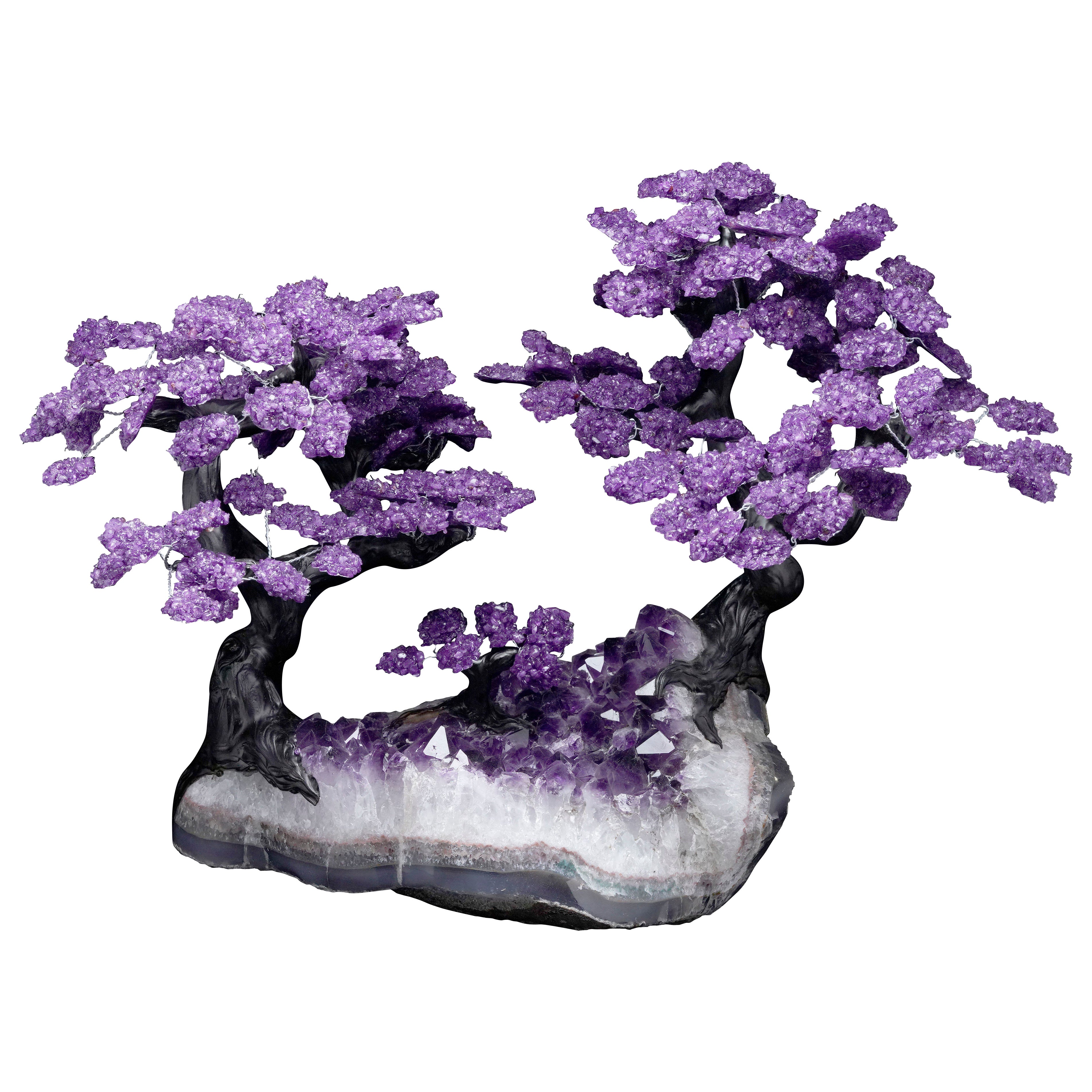 Large Amethyst Gemstone Tree on Amethyst Cluster
