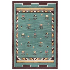 Doris Leslie Blau Midcentury Swedish Green Handmade Wool Rug