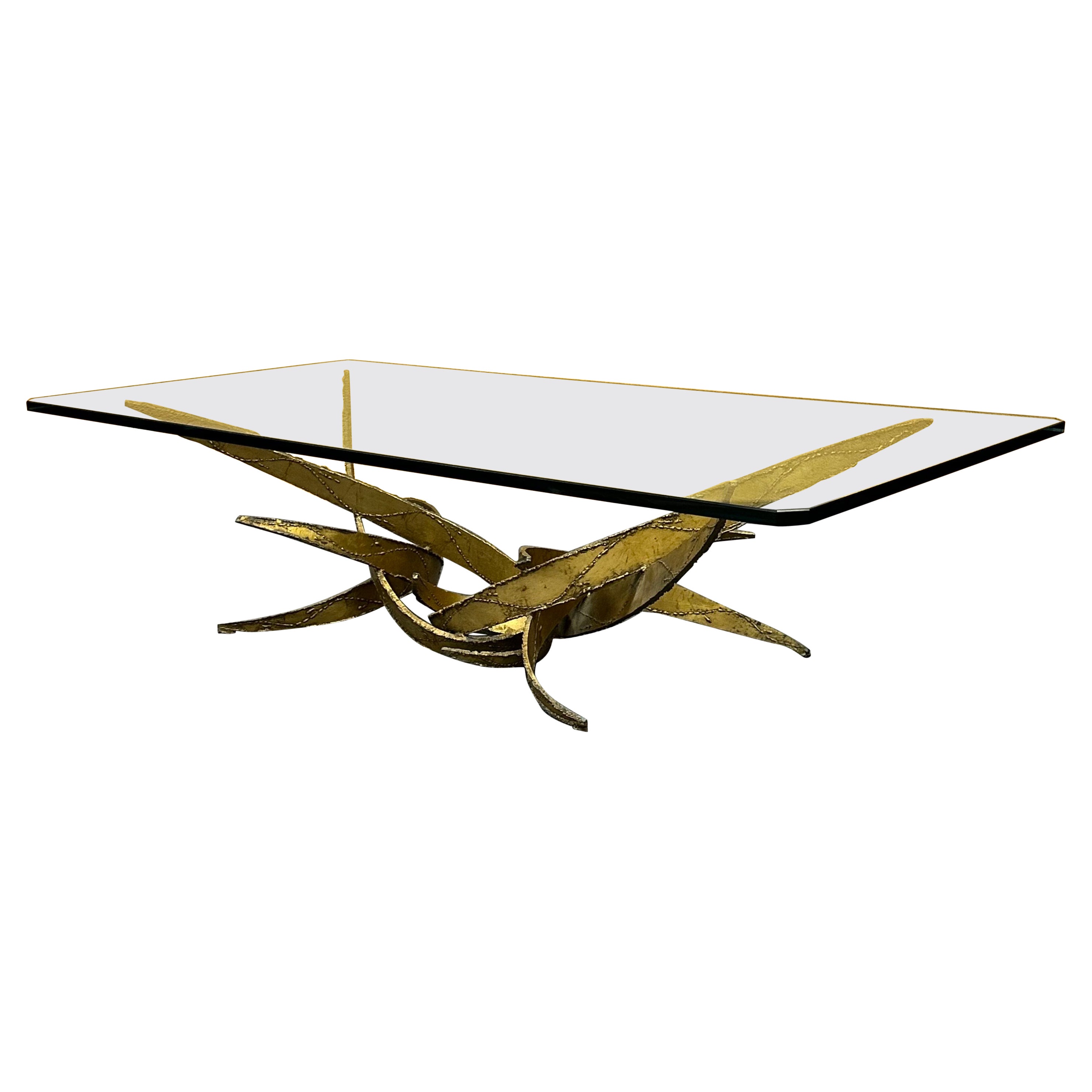Brutalist Torch Cut Steel Sculptural Coffee Table in the Style of Silas Seandel