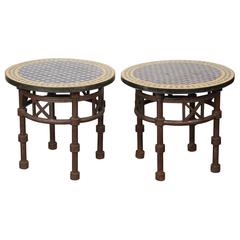 Vintage Pair of Side Moroccan Mosaic Tables