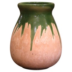 Mid-Century French Green Terracotta Olive Jar from Provence