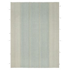 Rug & Kilim’s Contemporary Kilim with Textural Blue and White Stripes