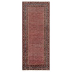 Antique Karabagh Gallery Runner, tapis persan en rouge avec des marguerites - Rug & Kilim