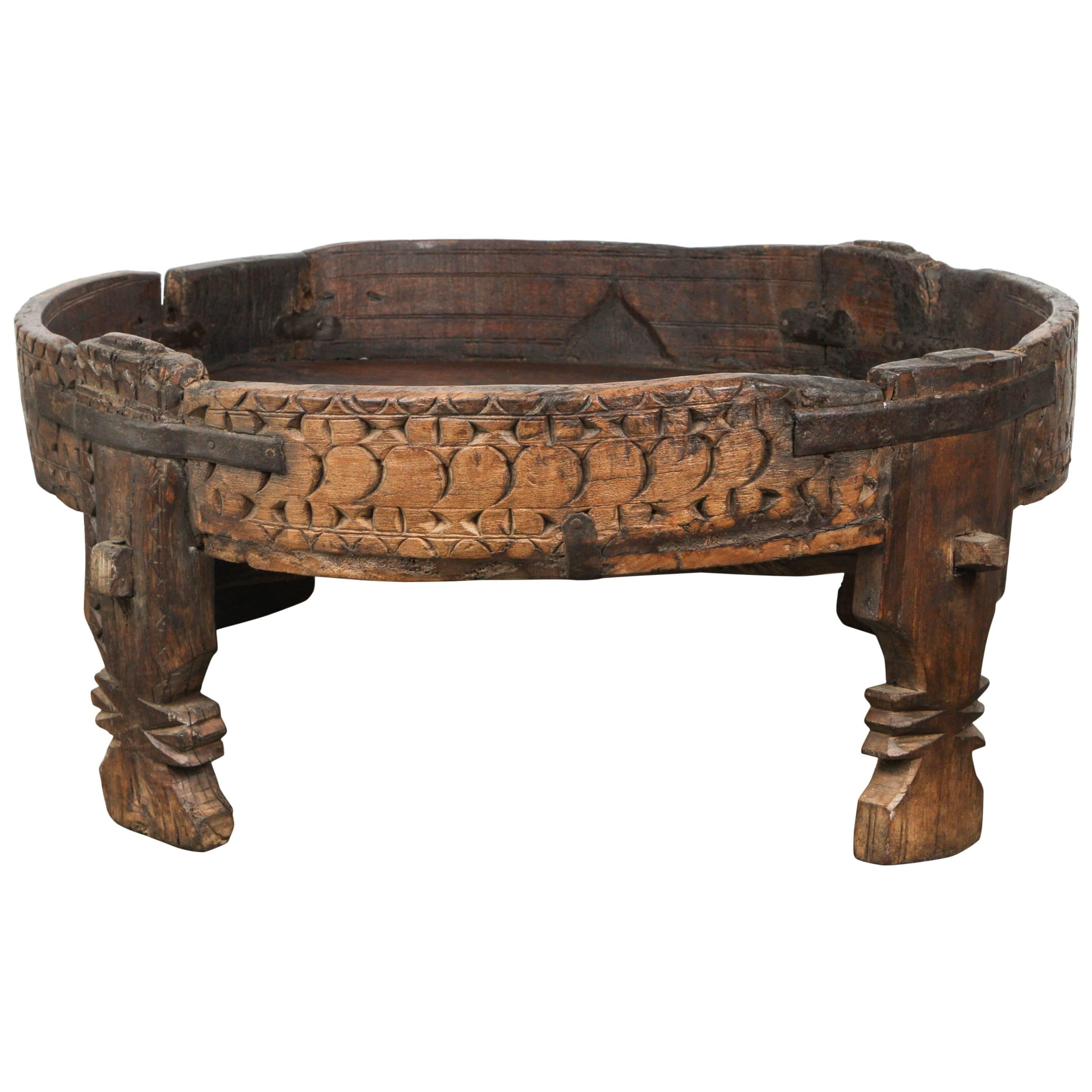 Moroccan Round Wooden Tribal Table