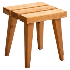 Schwedischer Designer, Hocker, Kiefernholz, Schweden, 1970er Jahre