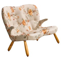 Arnold Madsen Attribution, Settee, Holz, Stoff, Schweden, 1950er Jahre