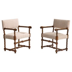Schwedischer Designer, Sessel, Eiche, Stoff, Schweden, 1900er Jahre