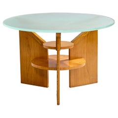 Diseñador sueco, Mesa auxiliar, Roble, Cristal, Suecia, Década de 1940