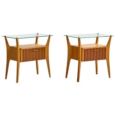 Italienische Designerin,ighstands, Holz, Glas, Italien, 1960er Jahre