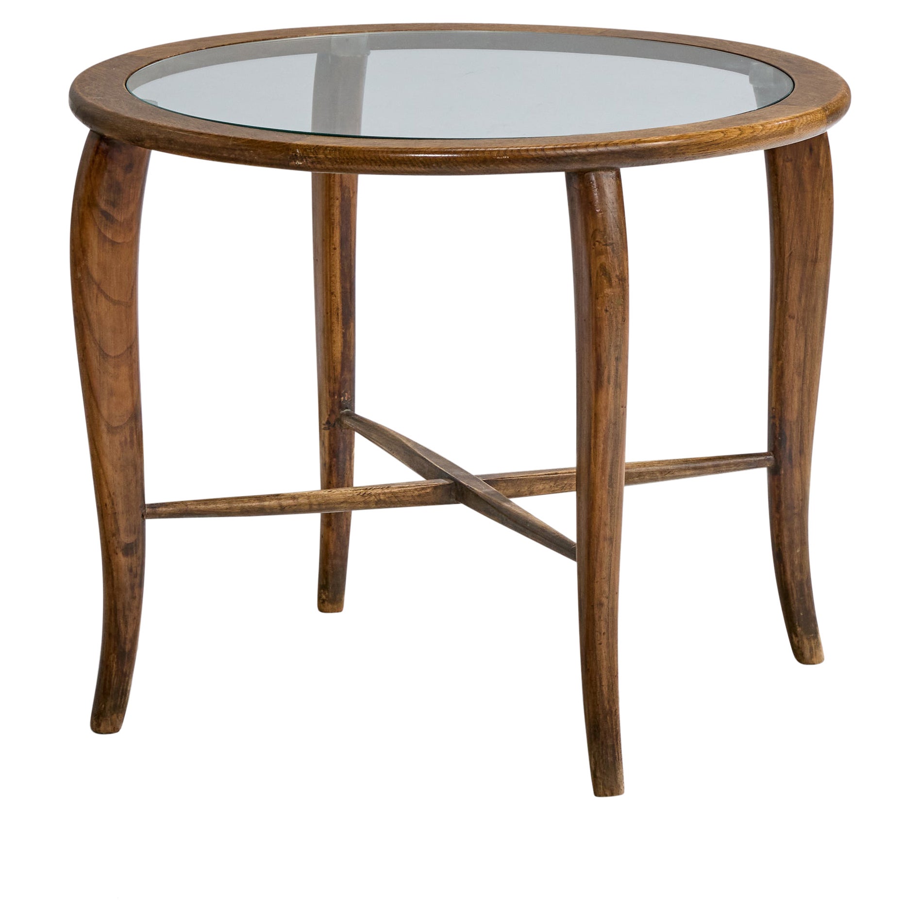Tavolino di design italiano, Wood, Vetro, Italia, anni '50