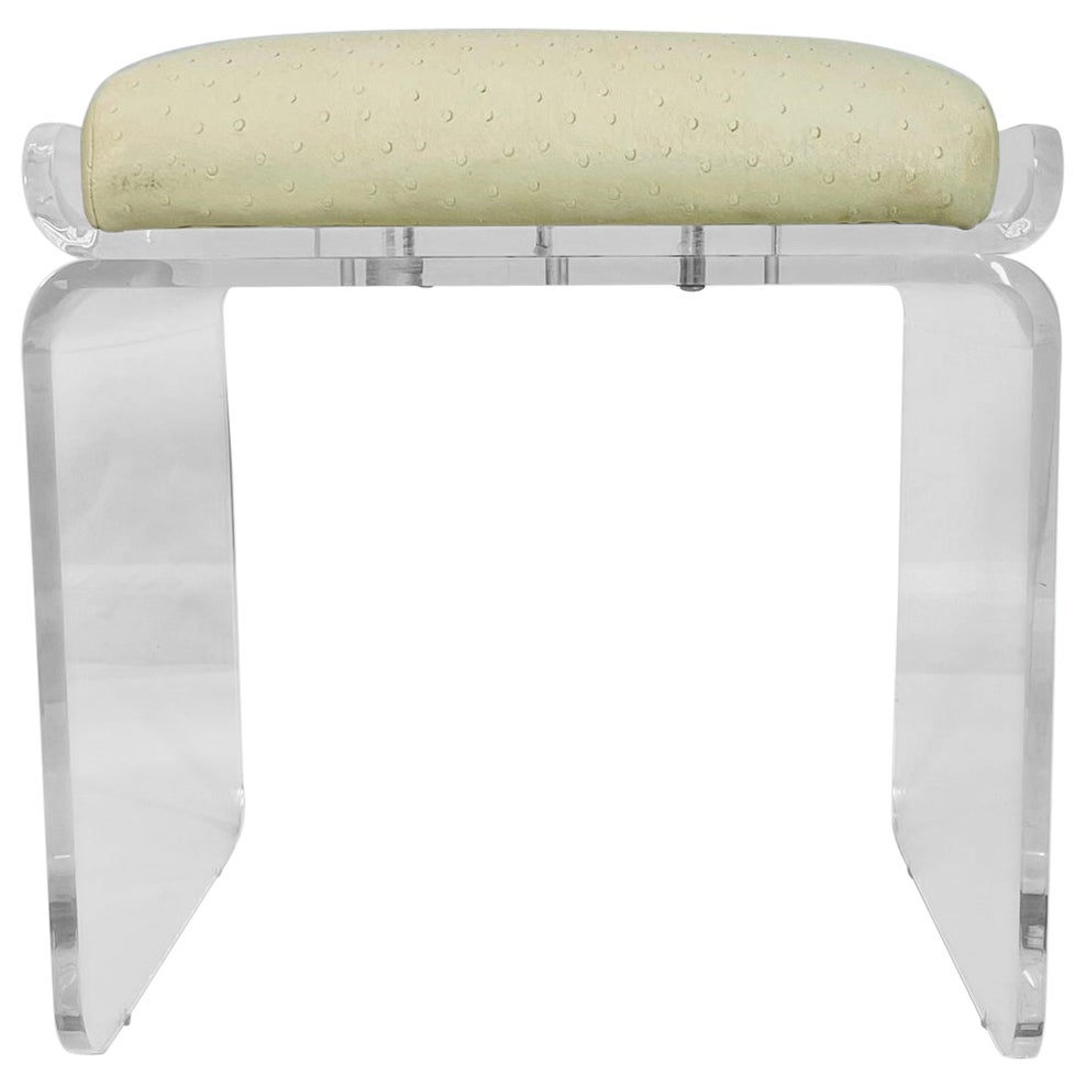 Tabouret de coiffeuse pivotant en Lucite et cuir de Charles Hollis Jones, États-Unis, années 1960