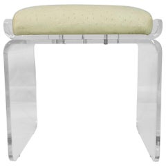 Lucite & Leather Vanity Swivel Stool by Charles Hollis Jones, USA 1960's