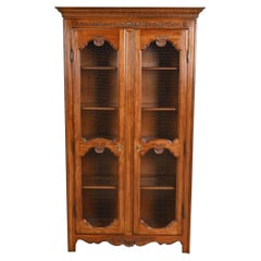 Kindel Furniture French Provincial Louis XV Carved Cherry Bookcase Cabinet