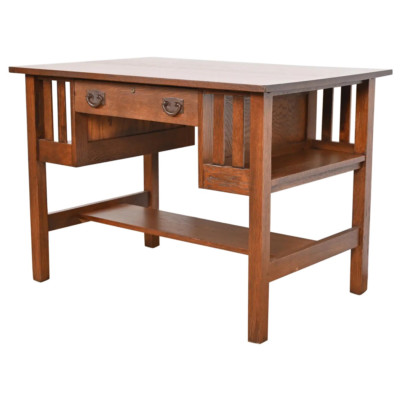 Gustav Stickley Antique Mission Oak Arts & Crafts Desk, Newly Refinished (en anglais)