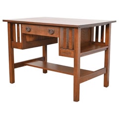 Gustav Stickley Antique Mission Oak Arts & Crafts Desk, Newly Refinished